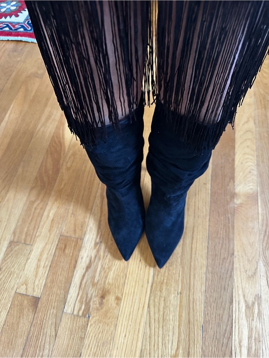 SCHUTZ Shoes - SCHUTZ Black Suede Pointed-Toe Slouchy Knee Boots Ashlee